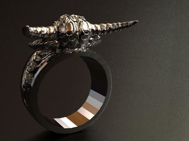 Buffalo Head Tatoo Ring  3D print model_8