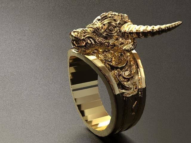 Buffalo Head Tatoo Ring  3D print model_5