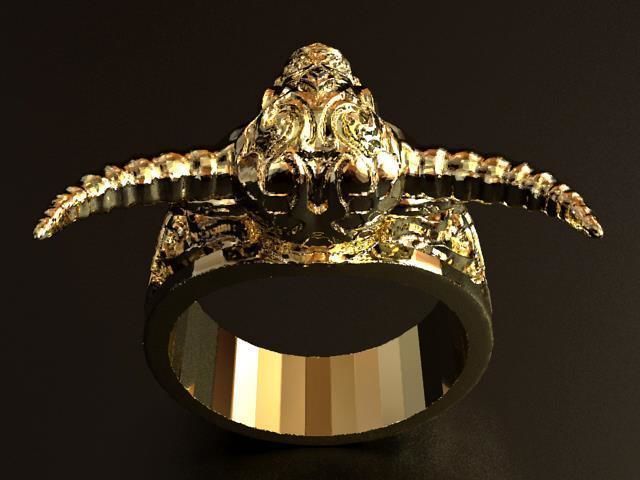 Buffalo Head Tatoo Ring  3D print model_11