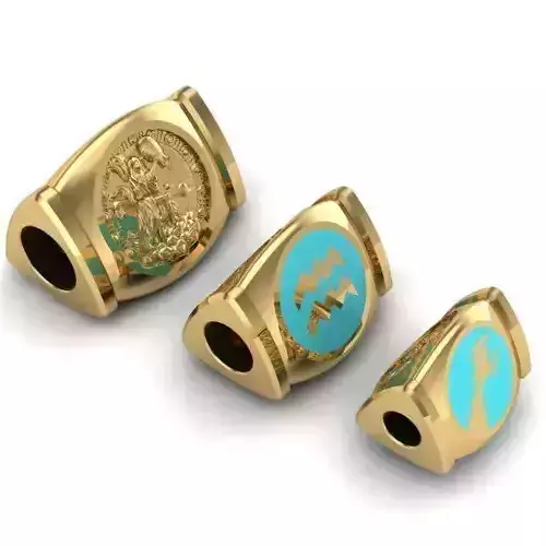 CHARMS three gold plated bead with turquoise enamel 3D print model