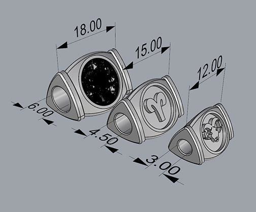 CHARMS gold zodiac ring 3D print model_4