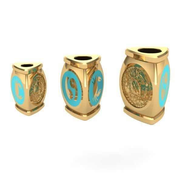 CHARMS pair of gold and turquoise zodiac 3D print model_1