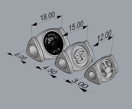 CHARMS pair of gold and turquoise zodiac 3D print model_4