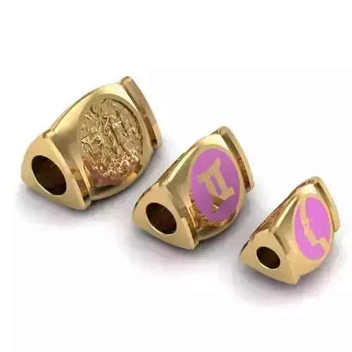CHARMS three gold plated rings with enamel 3D print model