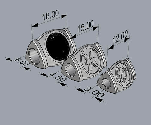 CHARMS three gold and bead bangles 3D print model_4