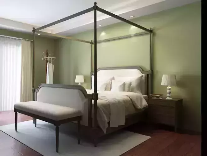 American vintage wooden bed1