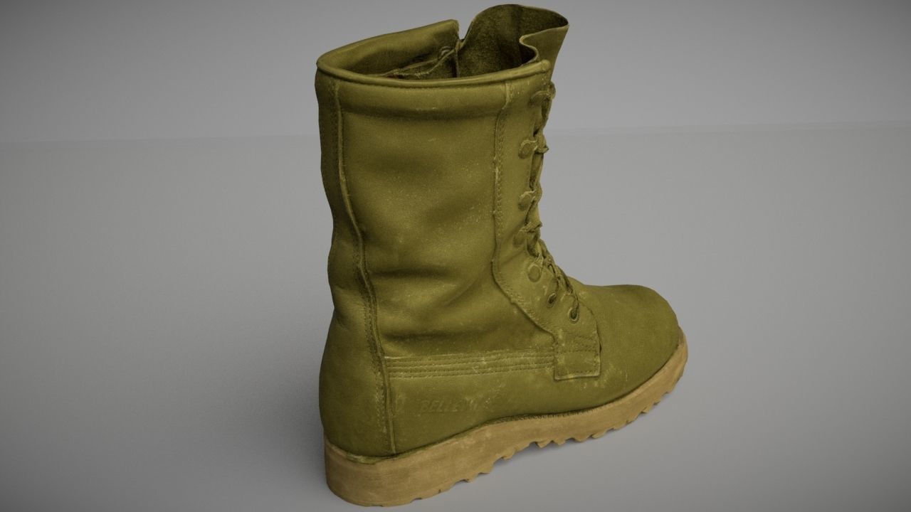 Military boot low poly 3D model footwear Low-poly 3D model_2