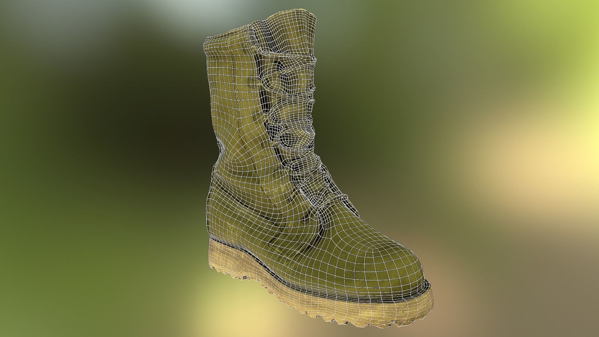Military boot low poly 3D model footwear Low-poly 3D model_7