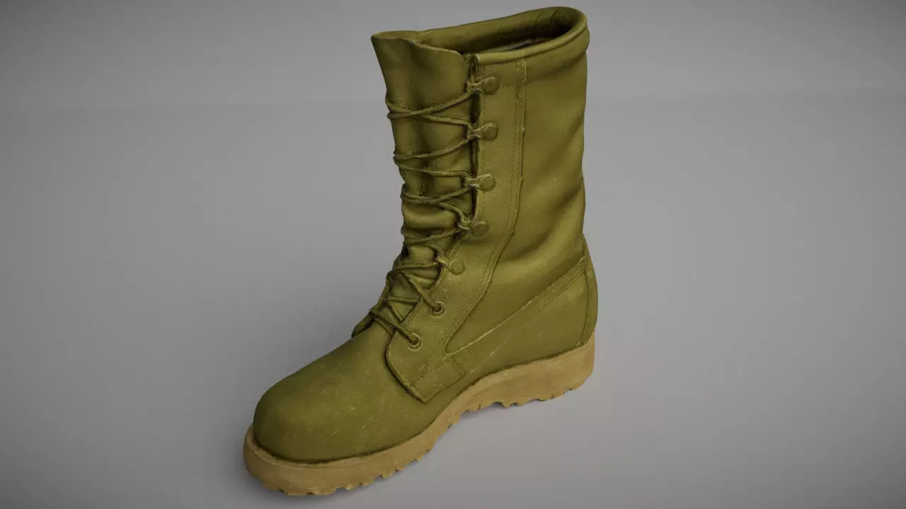 Military boot low poly 3D model footwear Low-poly 3D model_0