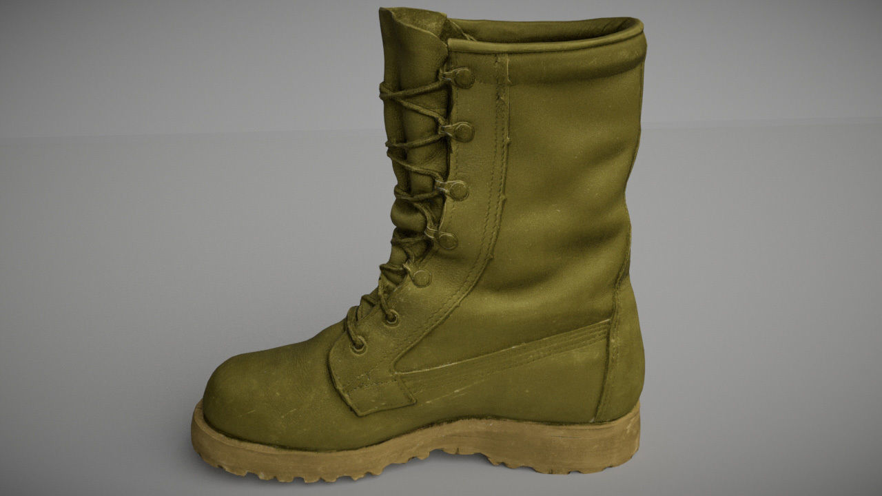 Military boot low poly 3D model footwear Low-poly 3D model_5
