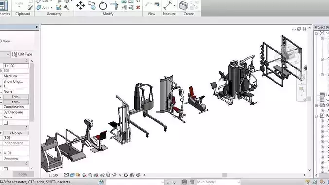 34 Gym models Revit Family 2015 3D model