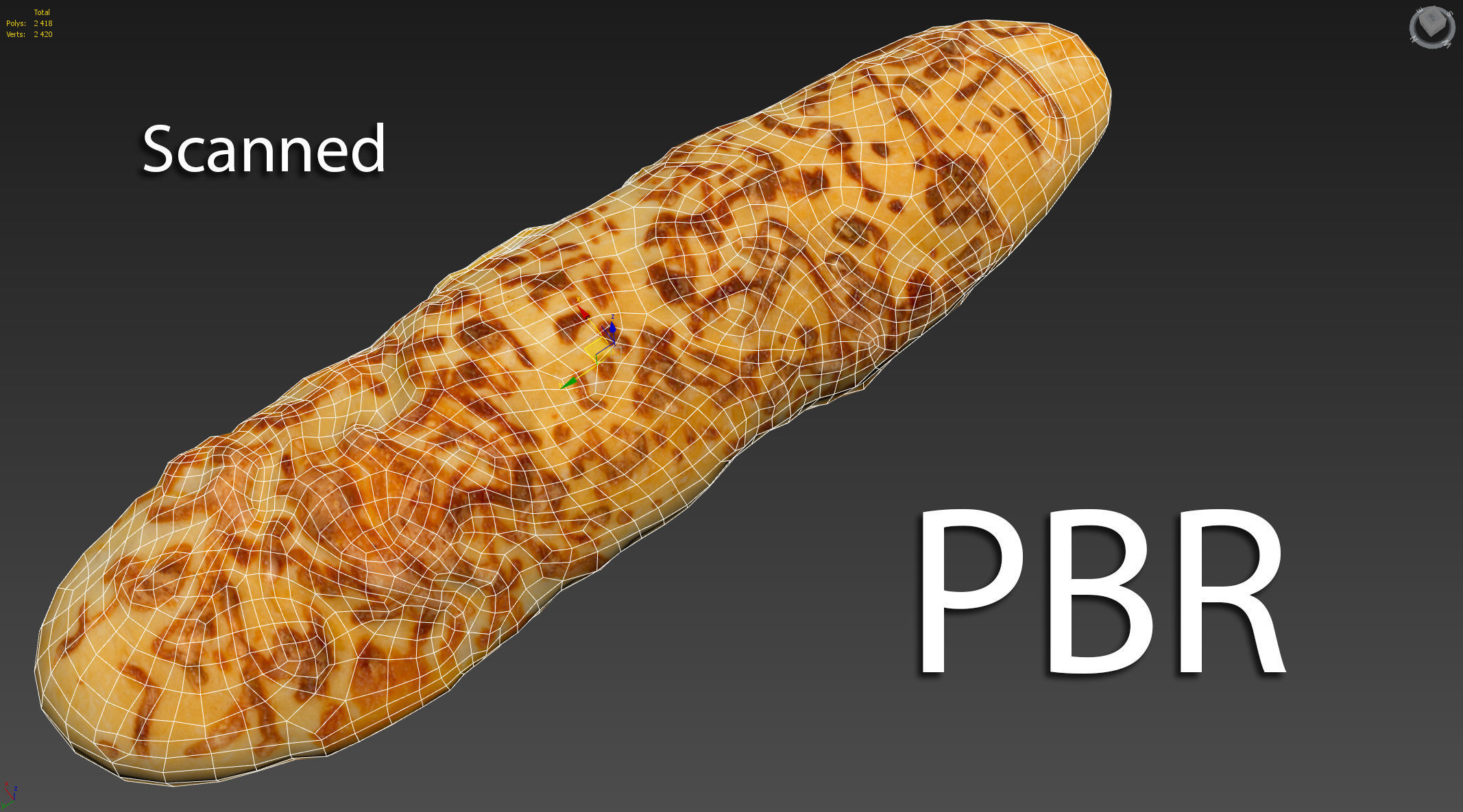 Long Cheese Bun - PBR 3D model_6