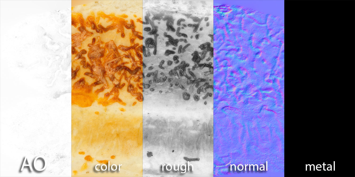 Long Cheese Bun - PBR 3D model_4