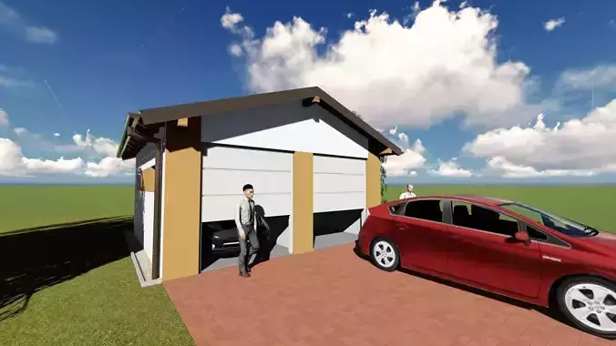 Garage with car 3D model