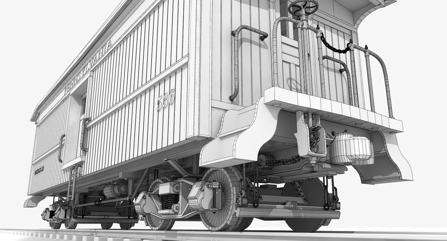 PRR Baggage Car 3D model_5