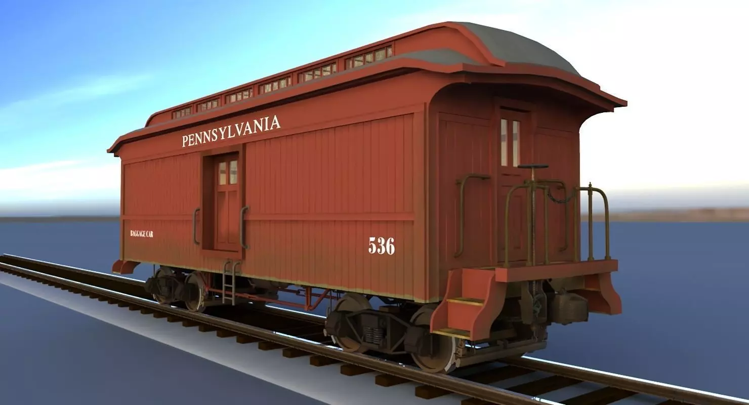 PRR Baggage Car 3D model_0