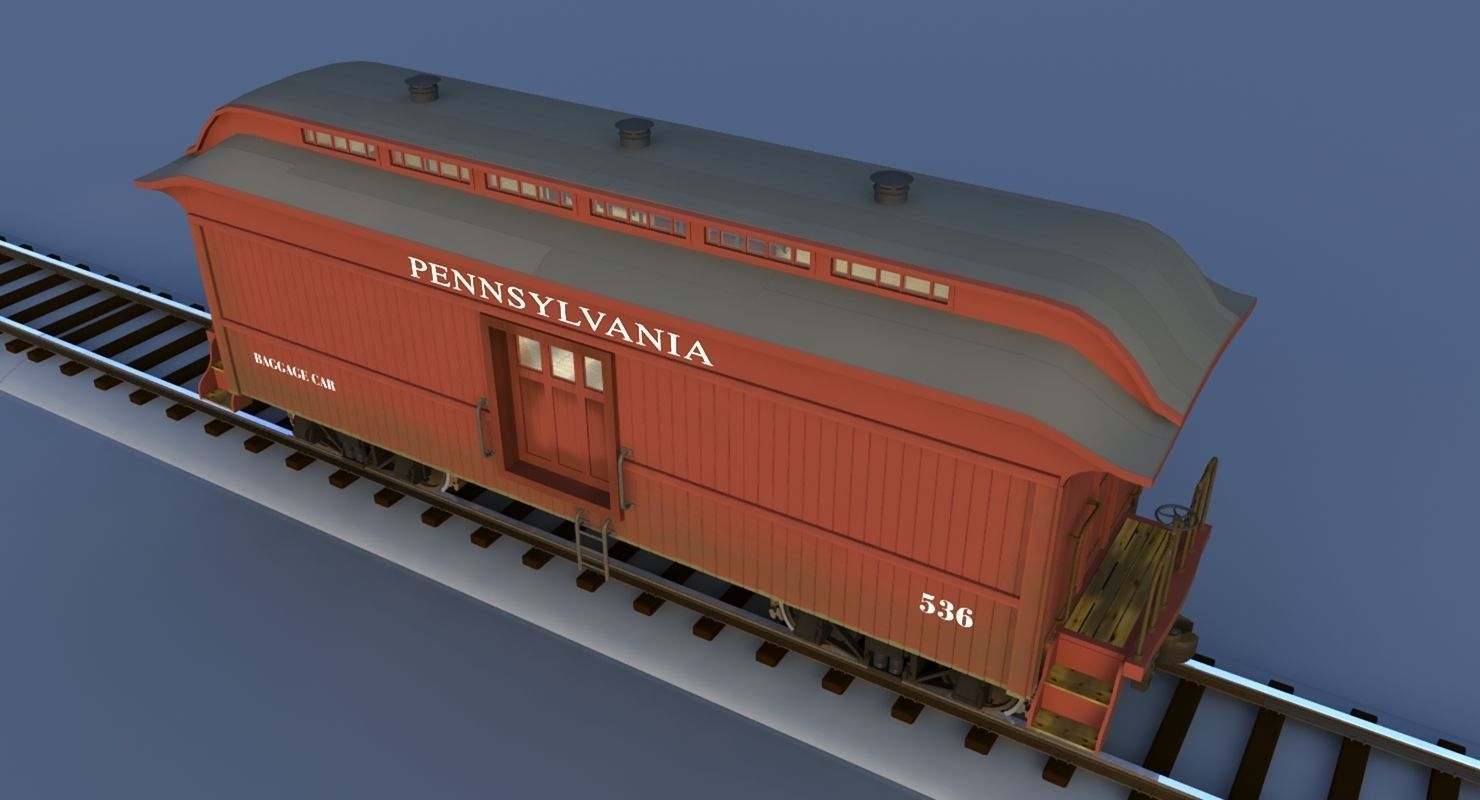 PRR Baggage Car 3D model_2