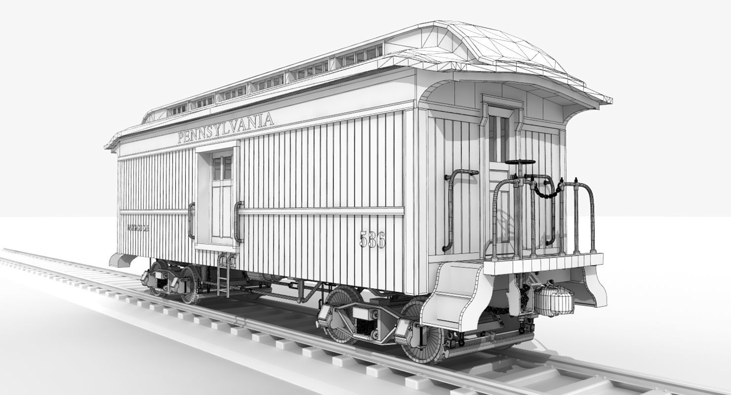 PRR Baggage Car 3D model_1