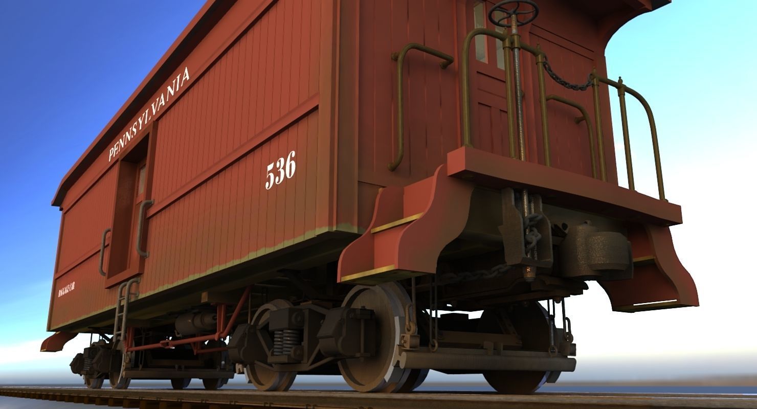 PRR Baggage Car 3D model_4
