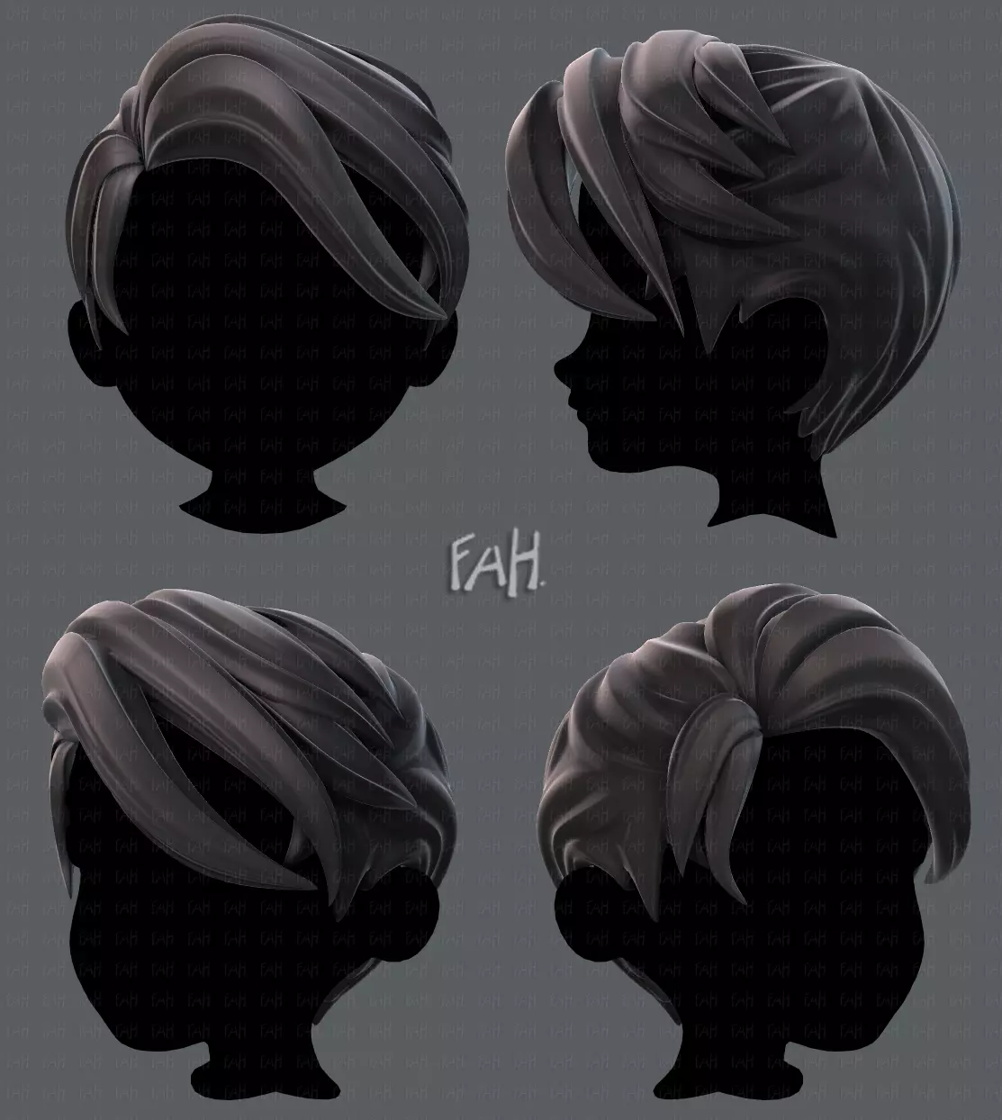 3D Hair style for boy V06 Low-poly 3D model_0