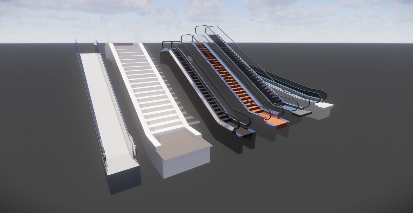 6 Escalator models Revit 2015 3D model_3