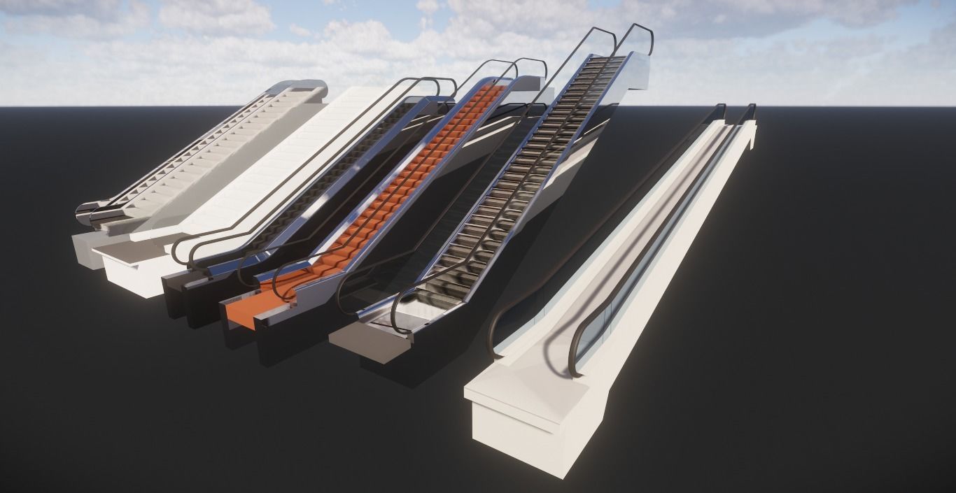 6 Escalator models Revit 2015 3D model_4