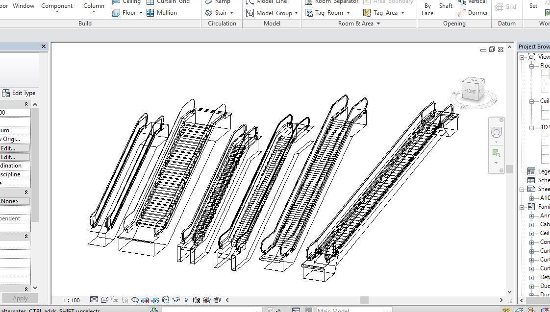 6 Escalator models Revit 2015 3D model_2