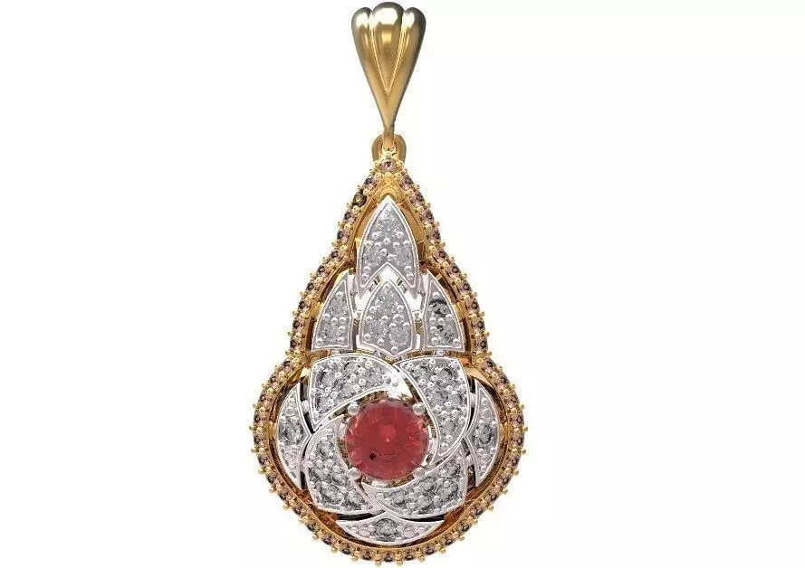 Gold pendant with diamonds 22 3D print model