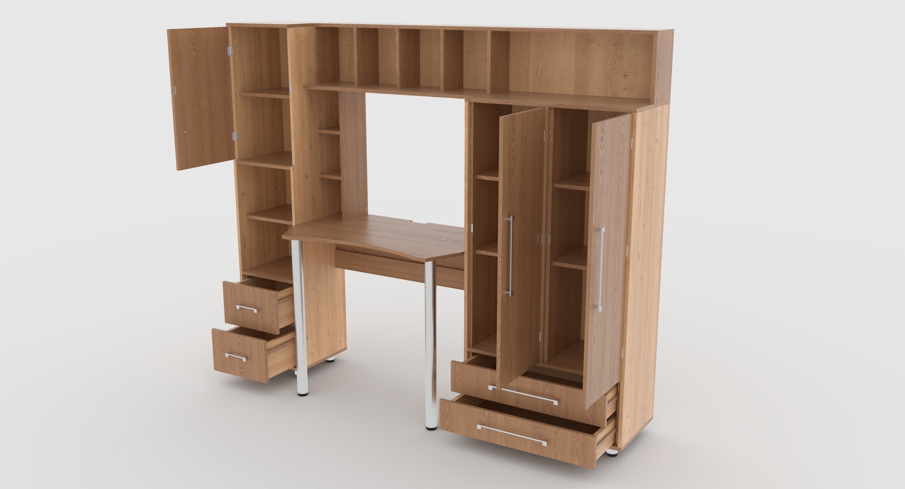 3D model computer desk wall 4 VR / AR / low-poly | CGTrader