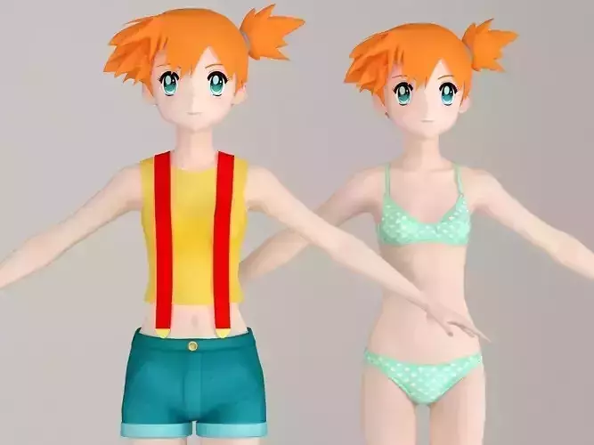 T pose nonrigged model of Misty anime girl