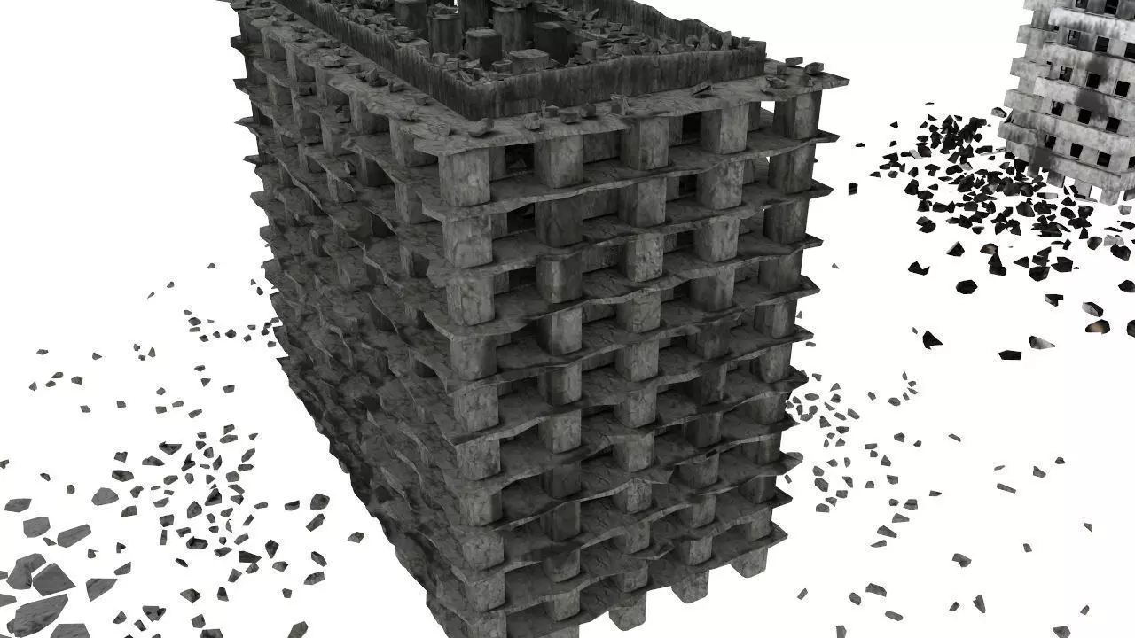Destroyed town 3D model_0