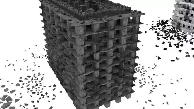 Destroyed town 3D model