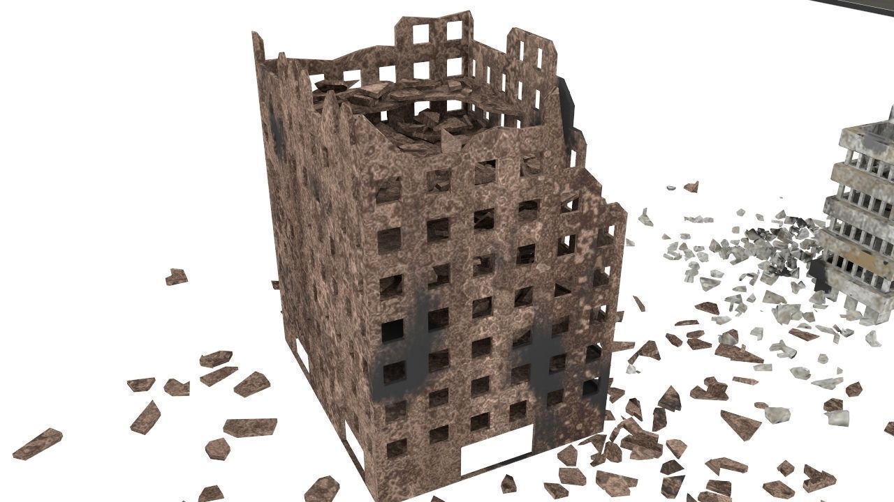 Destroyed town 3D model_3