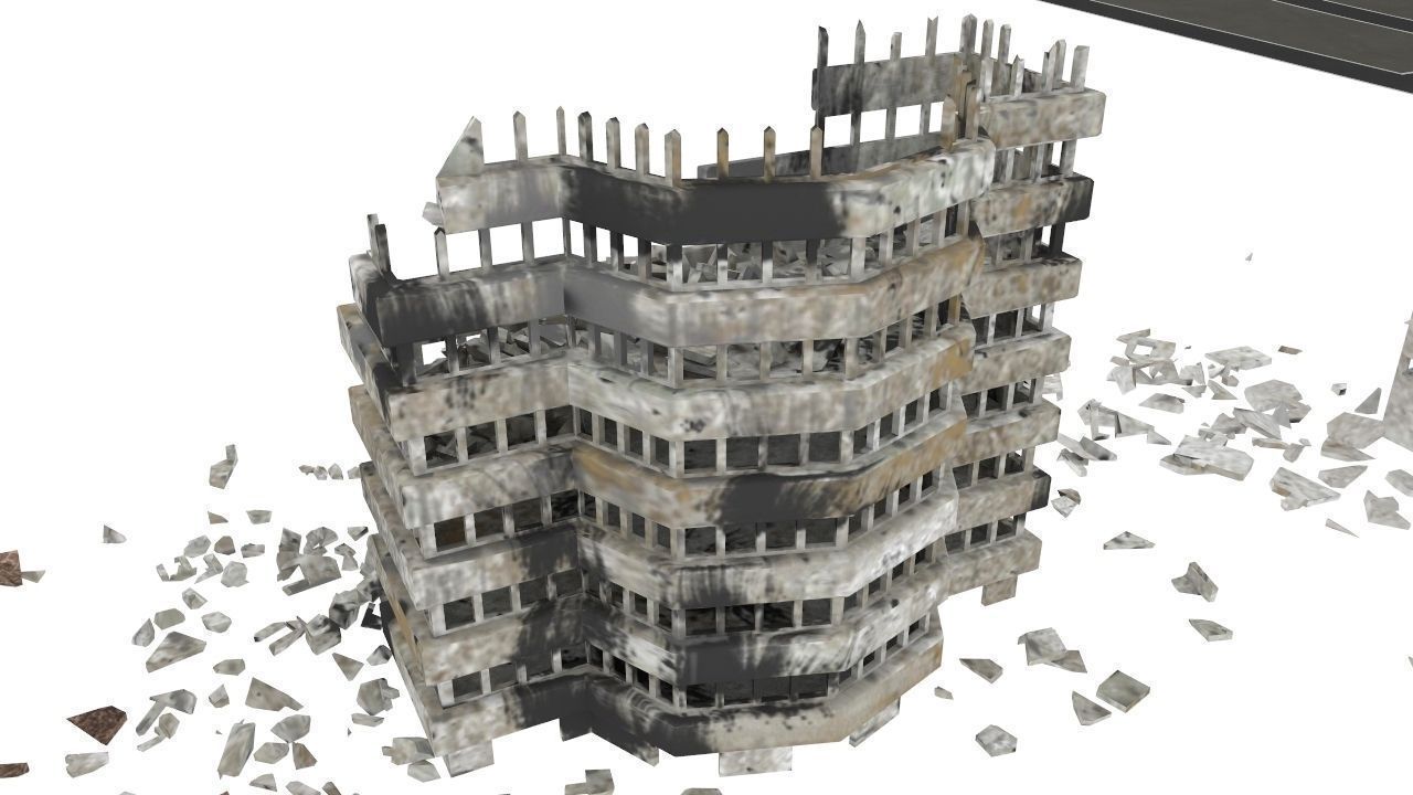 Destroyed town 3D model_5