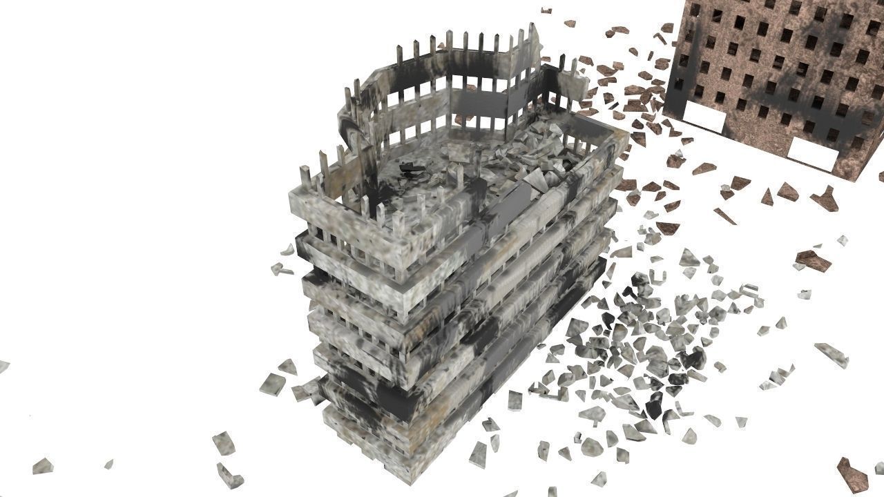 Destroyed town 3D model_4