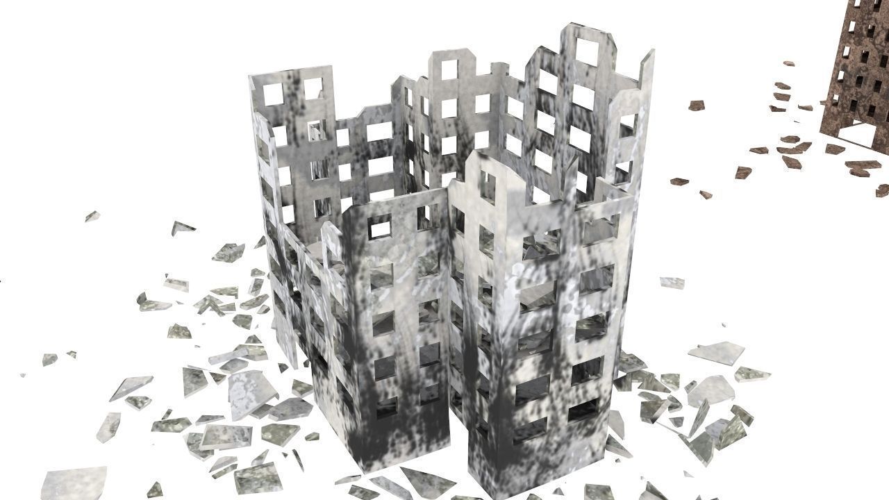 Destroyed town 3D model_2