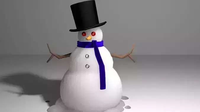 Snowman wearing top hat and scarf