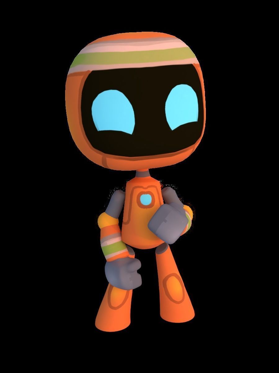 Cute Robots Robin Low-poly 3D model_2
