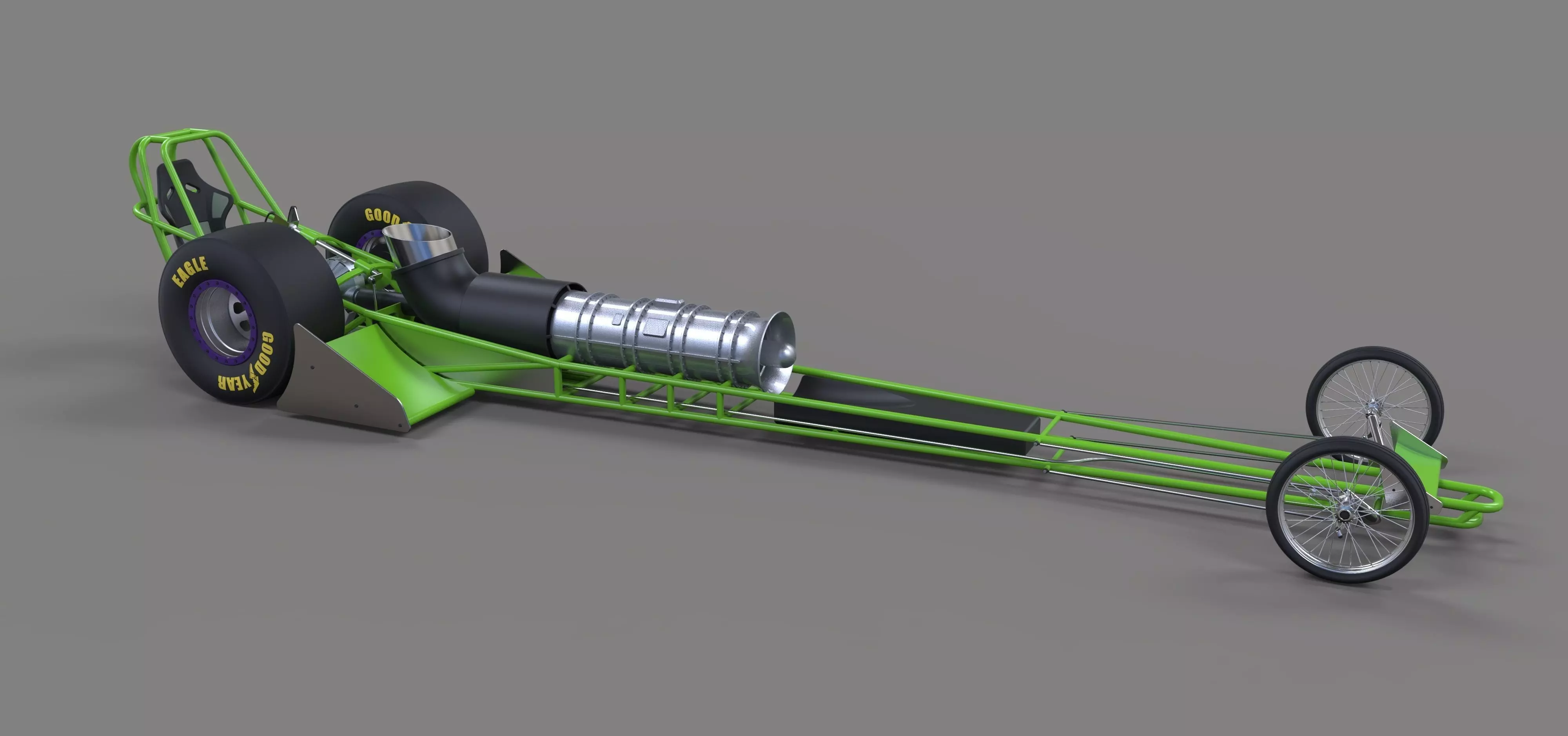 Front engine jet dragster 3D model_0