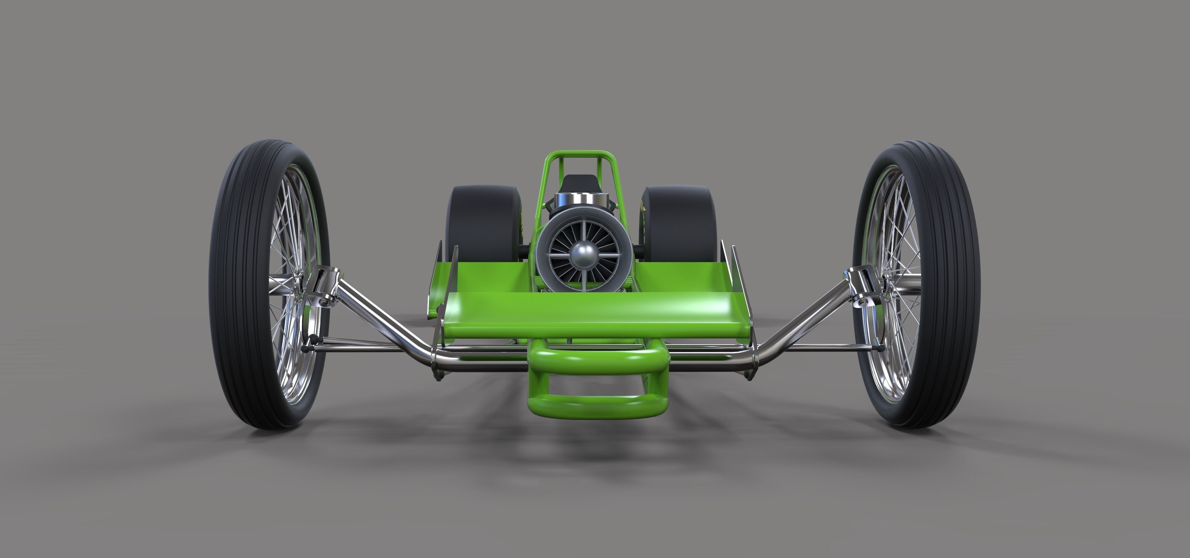 Front engine jet dragster 3D model_4