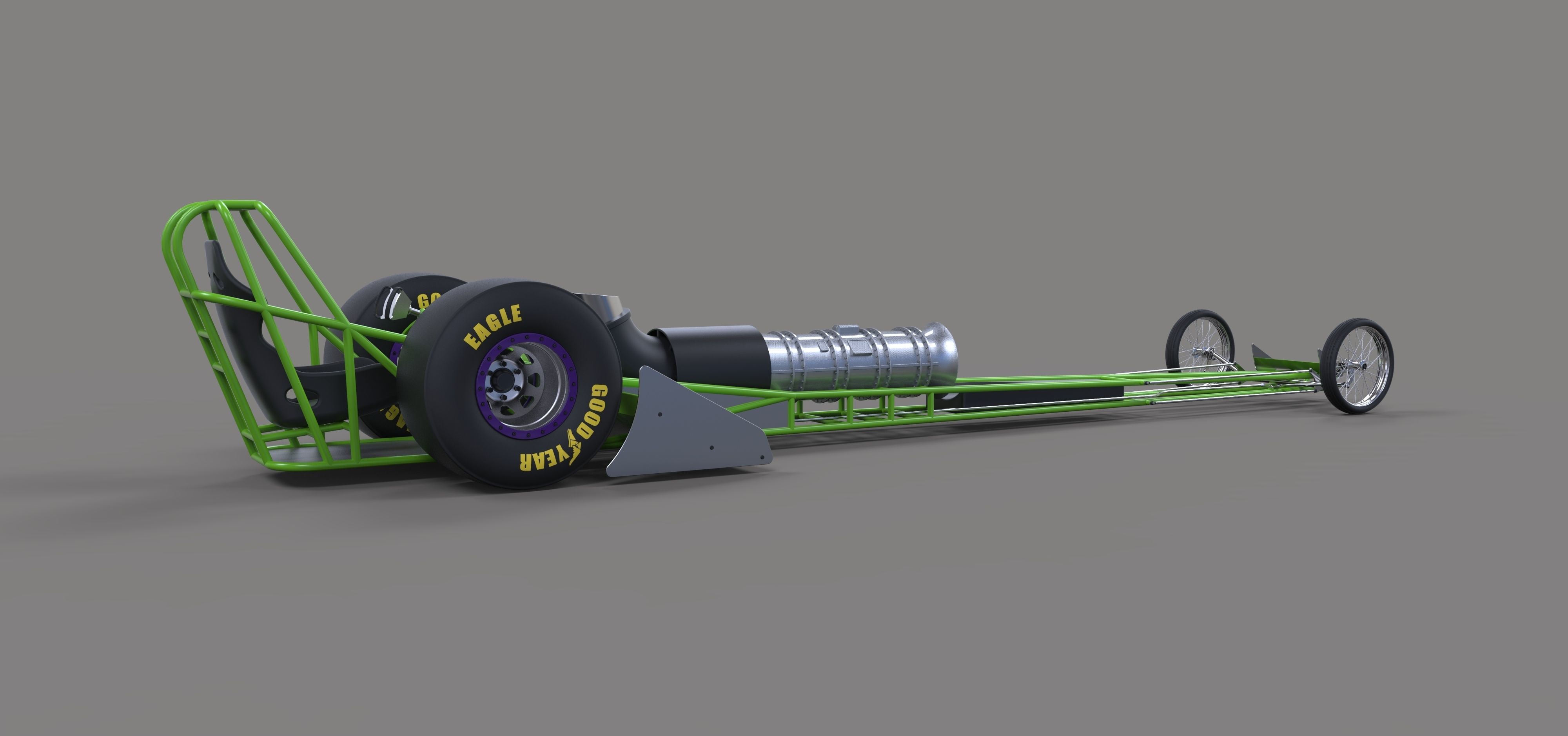 Front engine jet dragster 3D model_9
