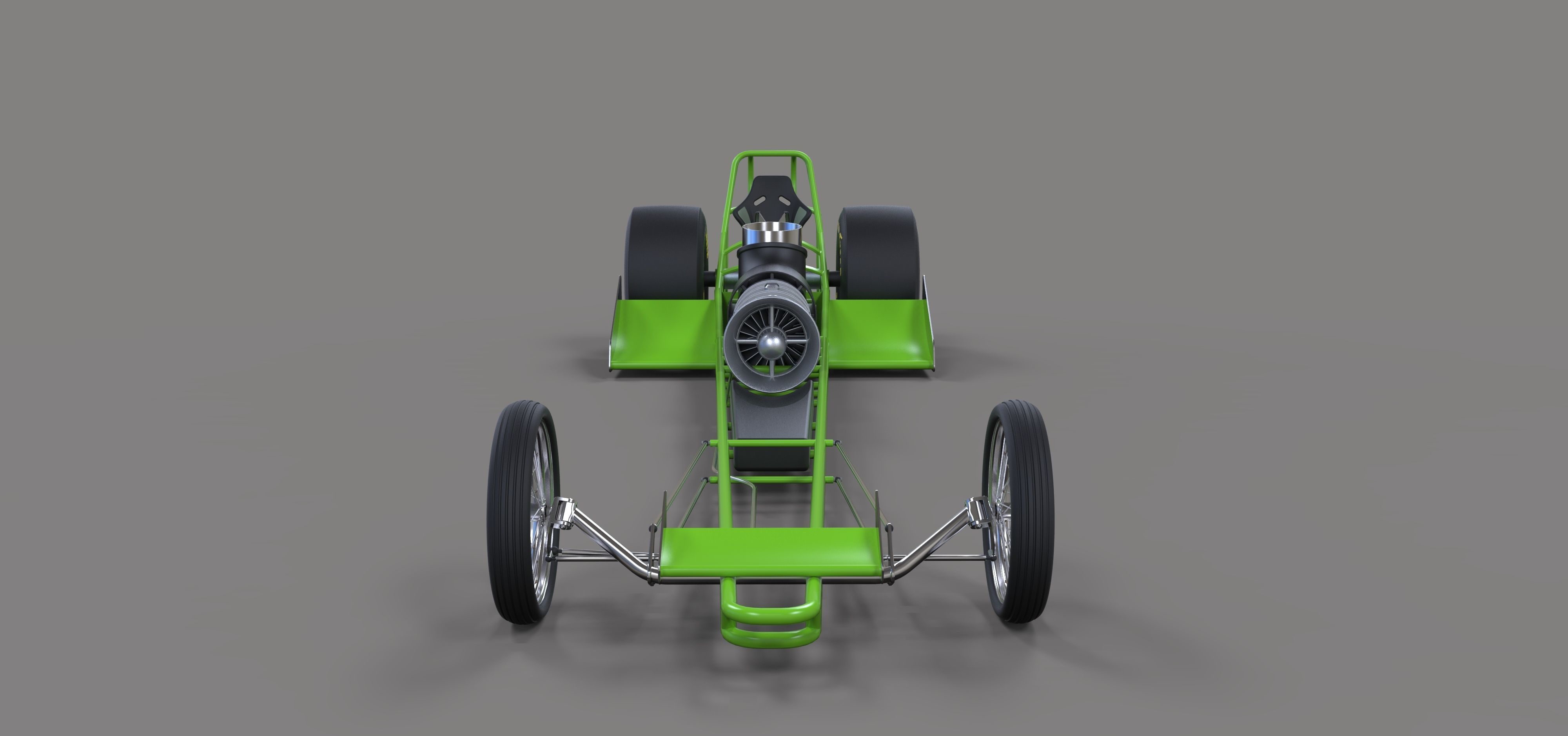 Front engine jet dragster 3D model_3