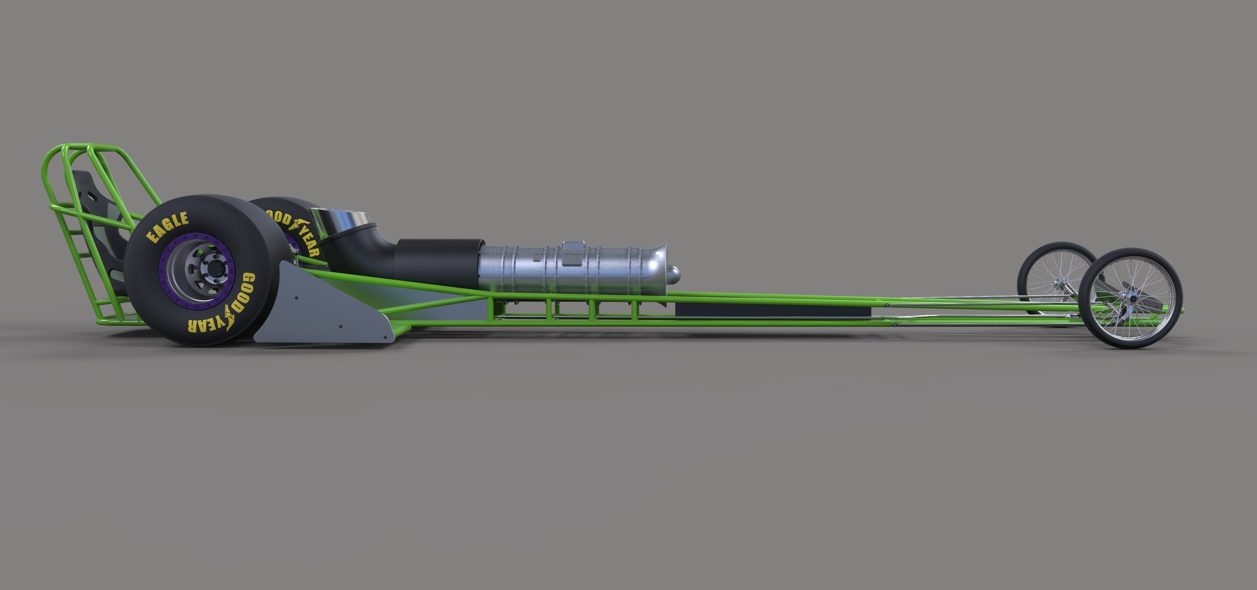 Front engine jet dragster 3D model_5