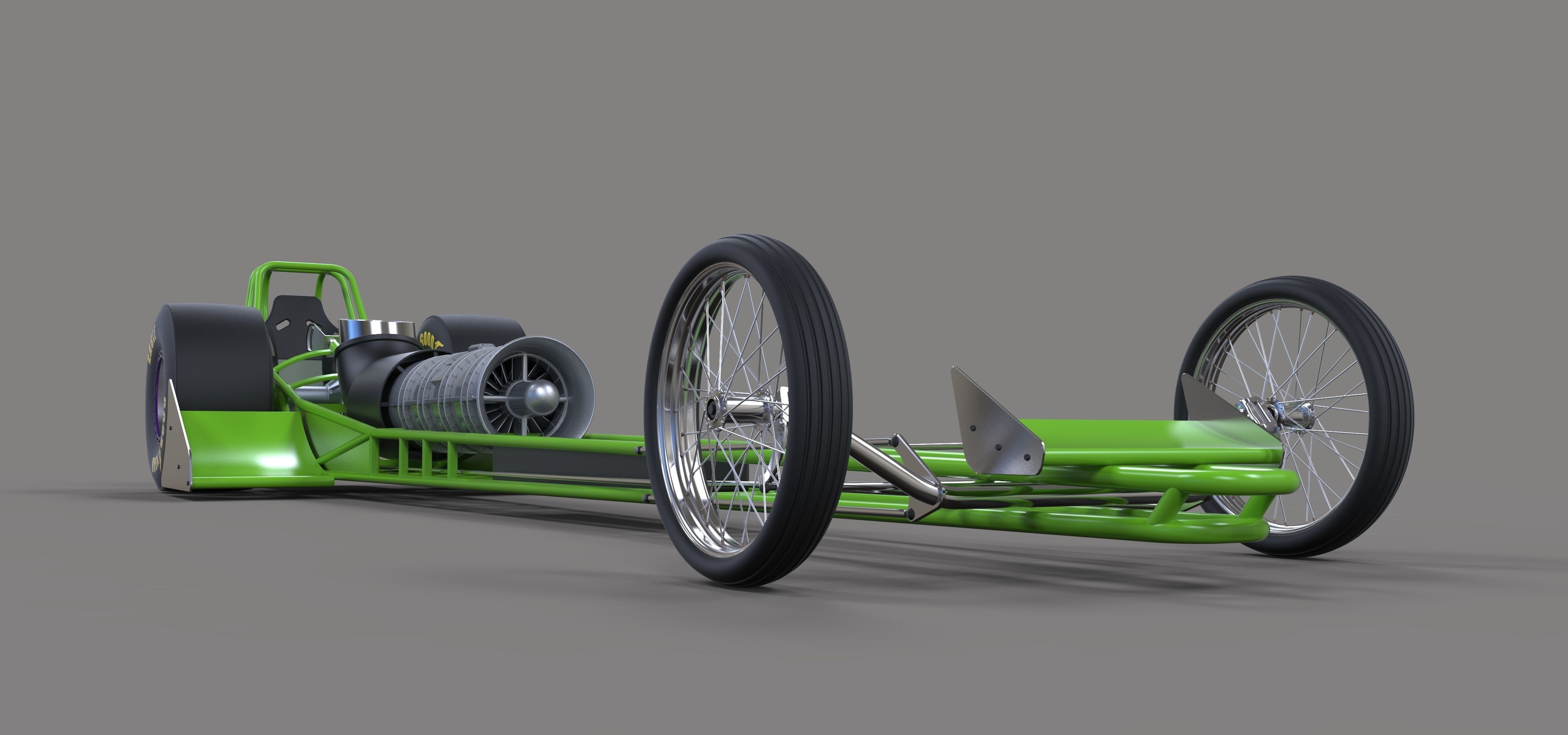 Front engine jet dragster 3D model_2