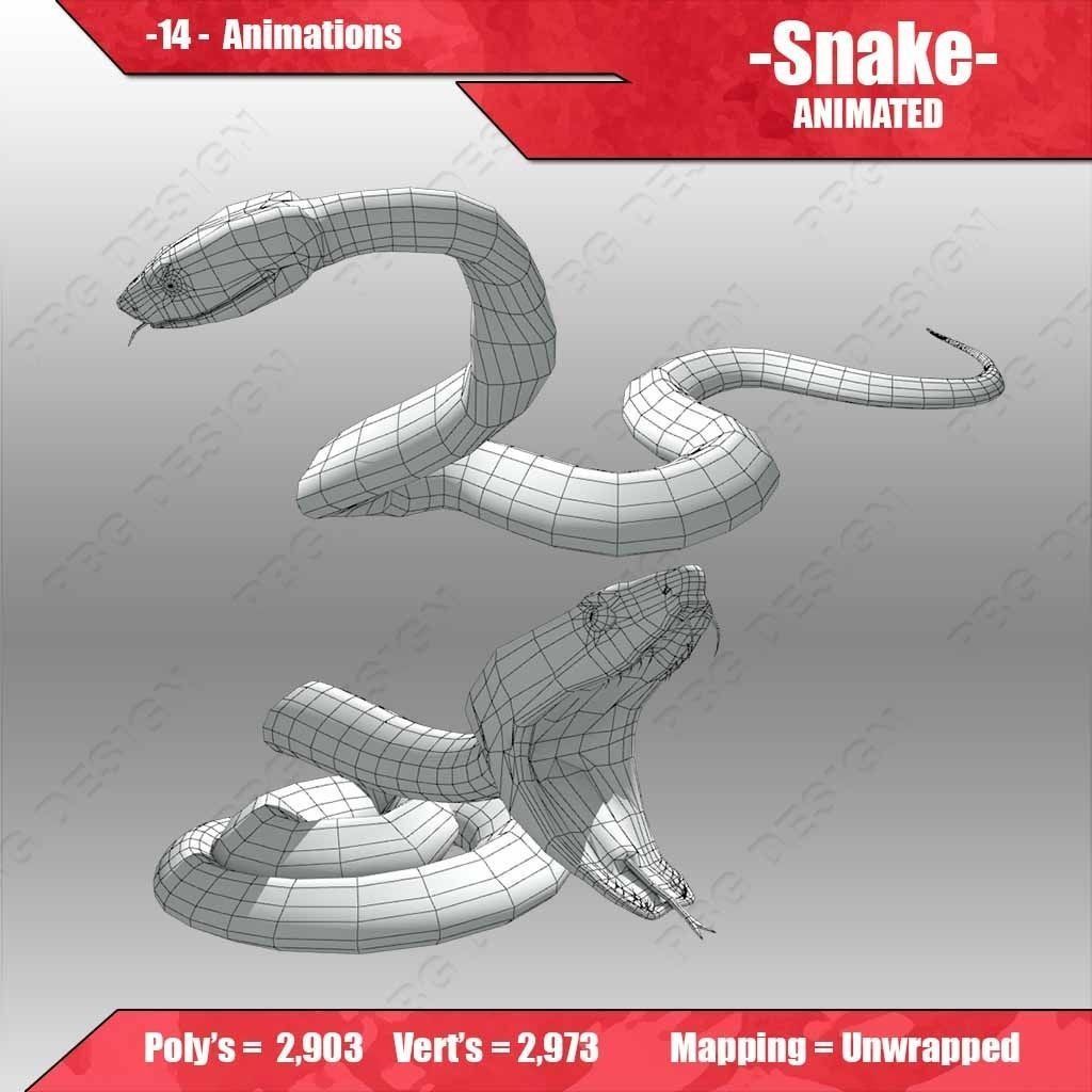 Snake Animated Low-poly 3D model_5