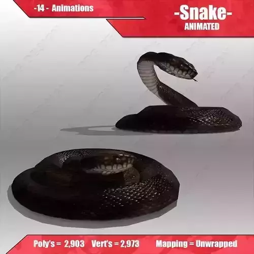 Snake Animated Low-poly 3D model