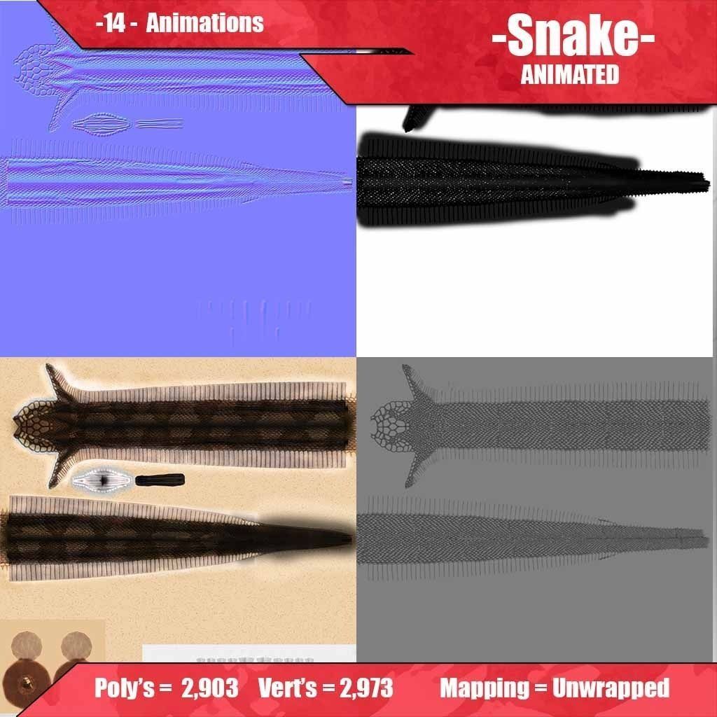 Snake Animated Low-poly 3D model_7