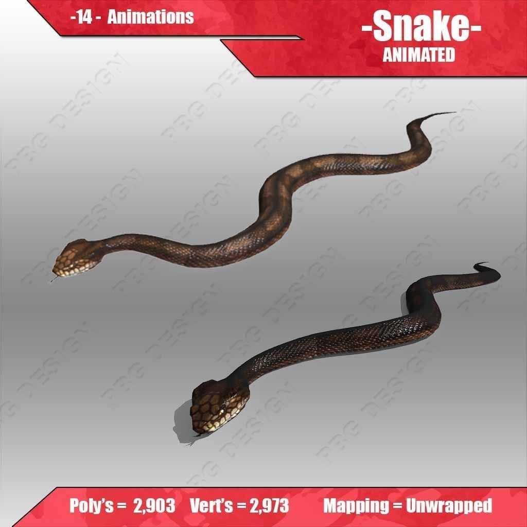 Snake Animated Low-poly 3D model_2