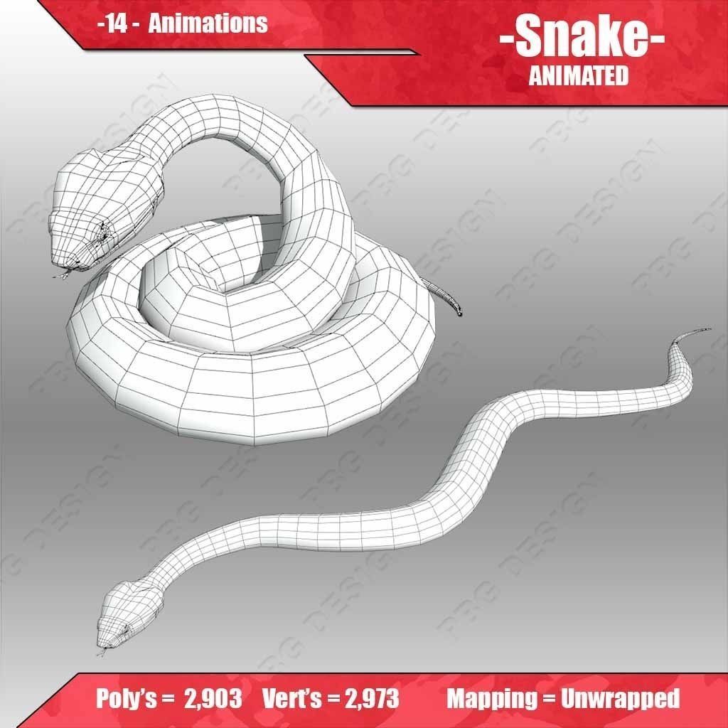 Snake Animated Low-poly 3D model_6