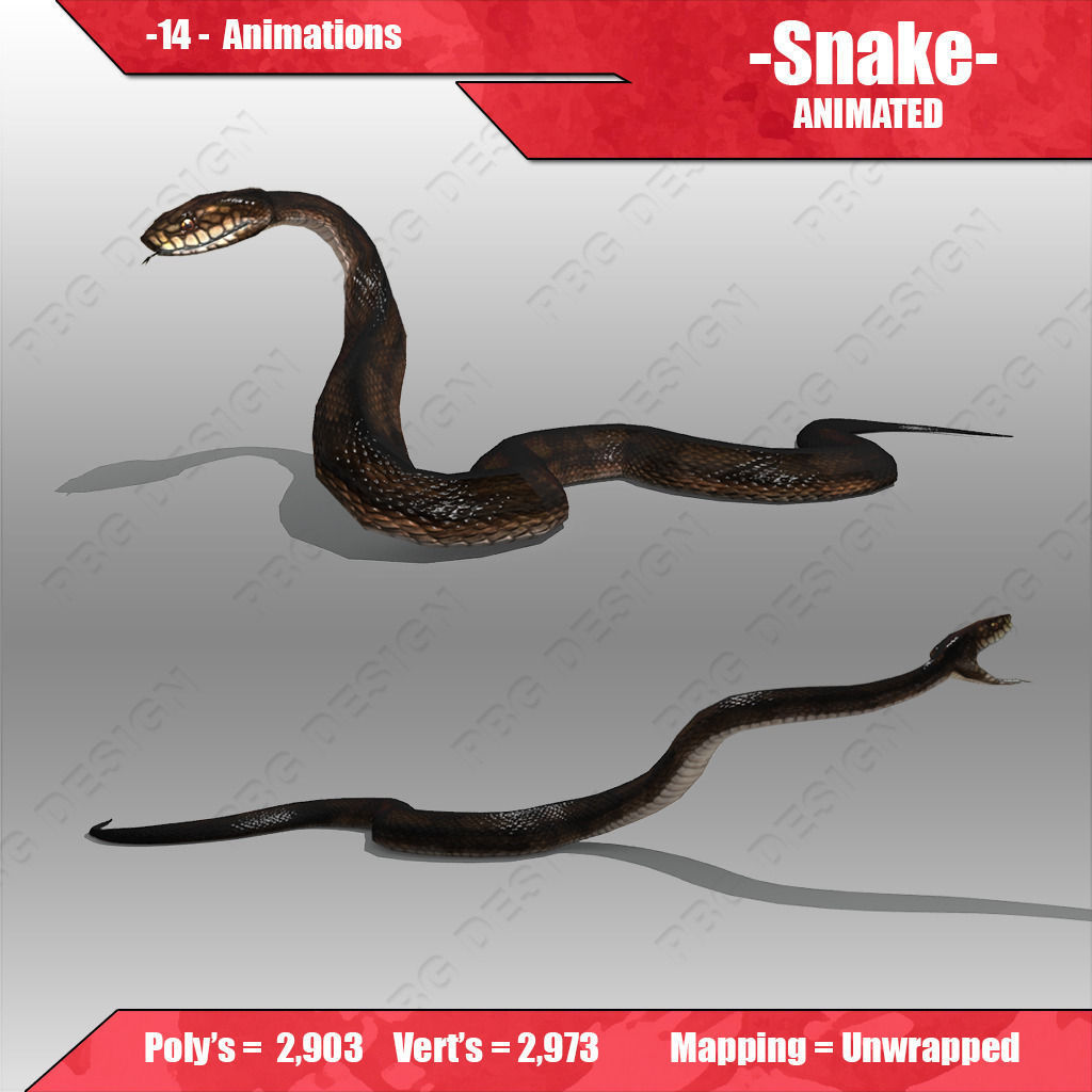 Snake Animated Low-poly 3D model_3